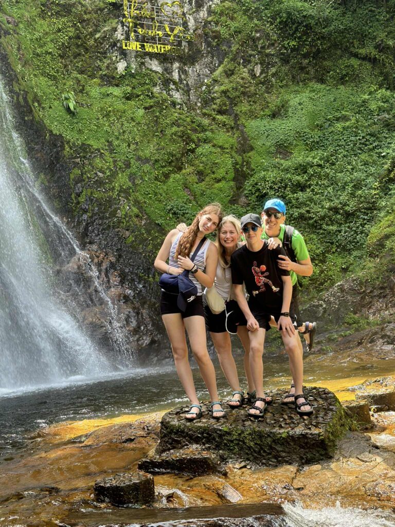 iew of Silver Waterfall and mountains during Sapa trekking tour Caption: Nature beauty along the trekking route