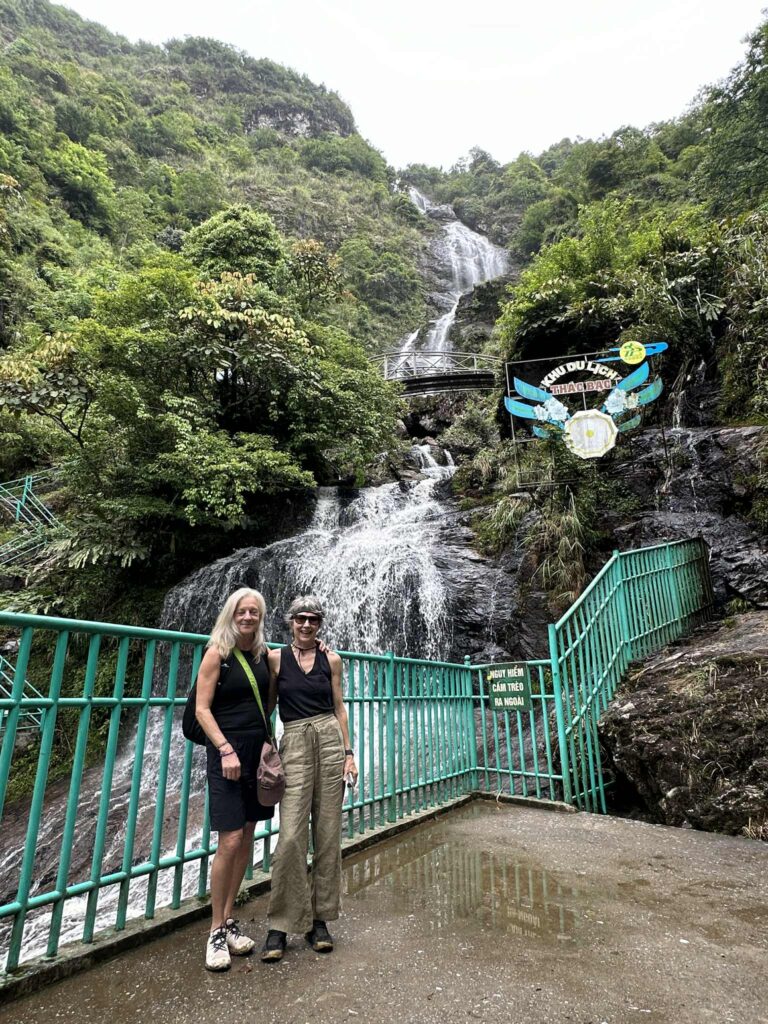 ourists at Silver Waterfall (Thac Bac) in Sapa, Vietnam